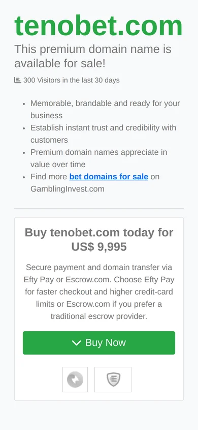 Tenobet mobile view